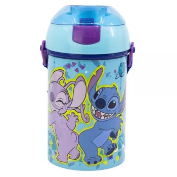   Disney Lilo és Stitch, A csillagkutya Dance műanyag szívószálas kulacs akasztóval 450 ml 