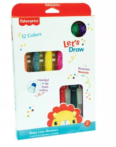 Fisher-Price Let's Draw kimosható filctoll 12 db-os