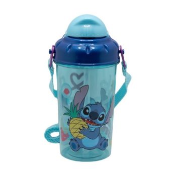 Stitch szívószálas kulacs zárható fedéllel 465ML